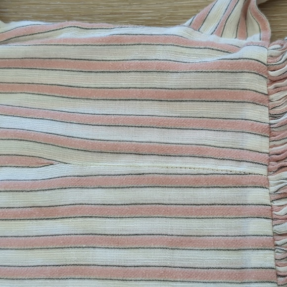 Morley Jelsa Girls Pink Striped Cotton Linen Blend Tie Back Dress - Picture 4 of 9